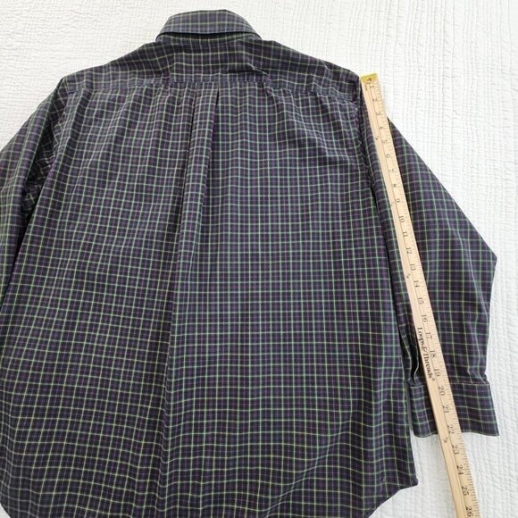 Ralph Lauren Green Label Shirt Men's 17 1/2 32/33 No Iron Plaid Green Blue EUC - Picture 12 of 15